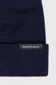 Вовняна шапка Peak Performance колір синій з товстого трикотажу вовна