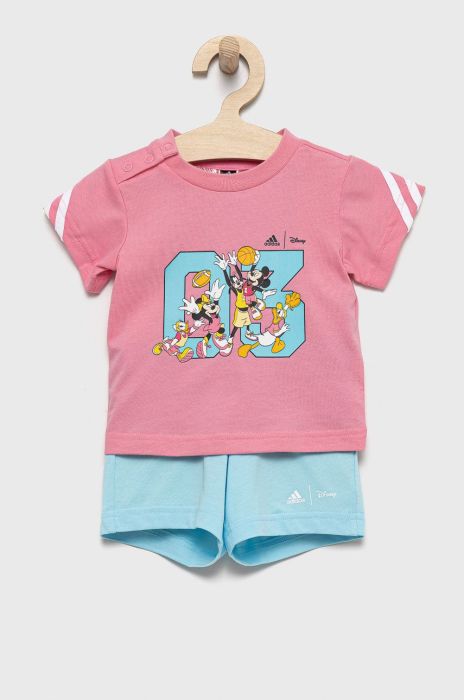 Дитячий бавовняний спортивний костюм adidas Performance колір фіолетовий