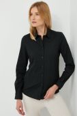 Сорочка Sisley жіноча колір чорний regular класичний комір (2588257)