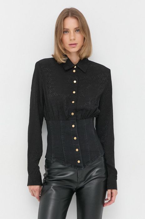 Сорочка Pinko жіноча колір чорний regular класичний комір (2688142)