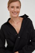 Сорочка Deha жіноча колір чорний regular класичний комір