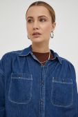 Джинсова сорочка Lee жіноча колір синій relaxed класичний комір (2676057)