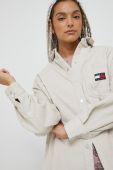 Бавовняна сорочка Tommy Jeans жіноча колір бежевий relaxed класичний комір (2676064)
