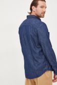 Джинсова сорочка Sisley чоловіча колір синій regular класичний комір