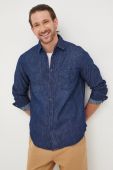 Джинсова сорочка Sisley чоловіча колір синій regular класичний комір