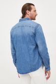 Джинсова сорочка Sisley чоловіча regular класичний комір колір блакитний