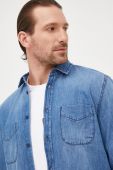 Джинсова сорочка Sisley чоловіча regular класичний комір колір блакитний