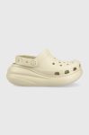 Шльопанці Crocs Classic Crush Clog жіночі колір бежевий на платформі 207521 207521.2Y2.D-BONE