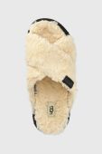 Тапочки UGG W Fuzz Sugar Cross Slide колір бежевий