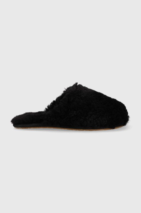 Вовняні тапочки UGG W Maxi Curly Slide колір чорний 1133151.BLK-BLK