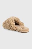 Вовняні тапочки UGG W Maxi Curly Slide колір бежевий