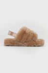 Вовняні дитячі тапочки UGG Fluff Yeah Slide колір коричневий