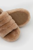 Вовняні дитячі тапочки UGG Fluff Yeah Slide колір коричневий