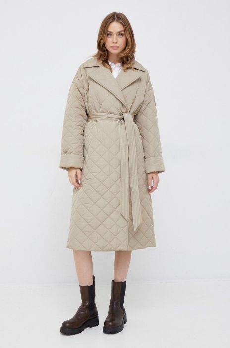 Куртка Tommy Hilfiger жіноча колір бежевий перехідна oversize (2592844)