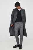 Вовняне пальто Trussardi колір сірий перехідний двобортний (2731929)