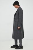 Вовняне пальто Trussardi колір сірий перехідний двобортний (2731929)