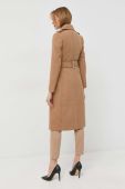 Вовняне пальто Morgan колір бежевий перехідний двобортний