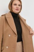 Вовняне пальто Morgan колір бежевий перехідний двобортний