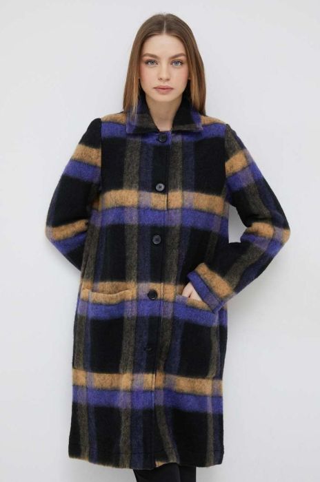 Пальто з домішкою вовни United Colors of Benetton колір чорний перехідний (2884497)