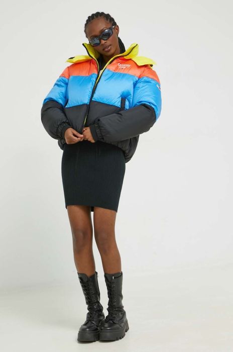 Пухова куртка Tommy Jeans жіноча зимова oversize колір барвистий (2840421)