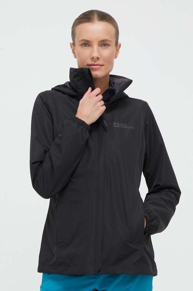 Куртка outdoor Jack Wolfskin Stormy Point колір чорний