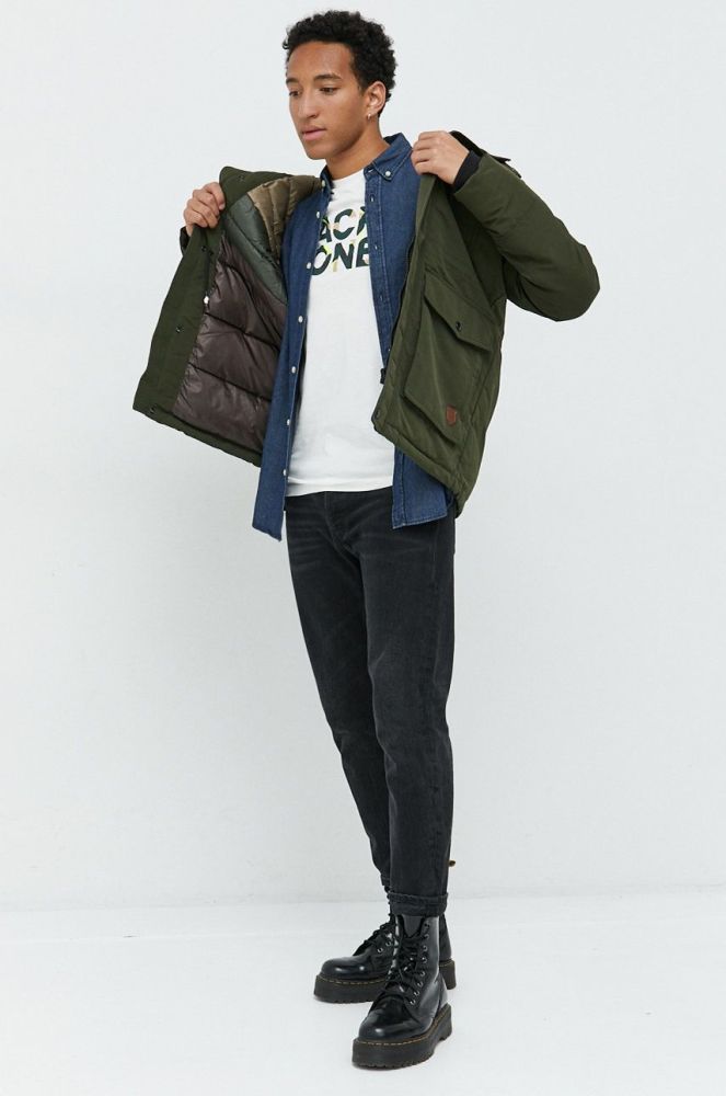 Парка Jack & Jones чоловіча колір зелений зимова