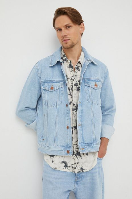 Джинсова куртка Samsoe Samsoe чоловіча перехідна колір блакитний