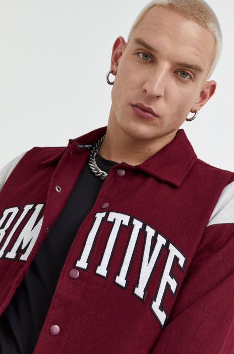 Вовняна куртка Primitive колір бордовий перехідна
