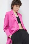 Піджак Pieces Malie колір рожевий двобортний однотонний