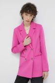 Піджак Pieces Malie колір рожевий двобортний однотонний