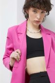 Піджак Pieces Malie колір рожевий двобортний однотонний
