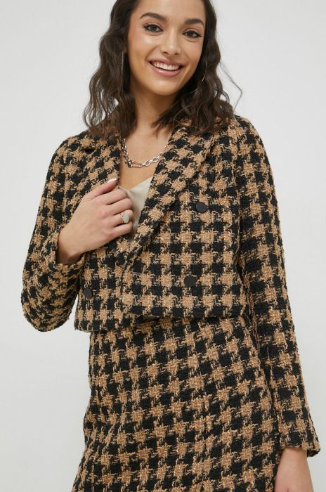 Піджак Only колір коричневий двобортний візерунок