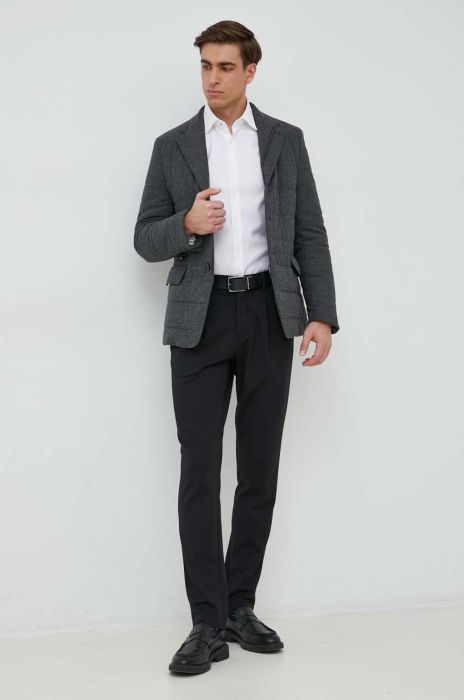 Куртка з домішкою вовни BOSS колір сірий зимова