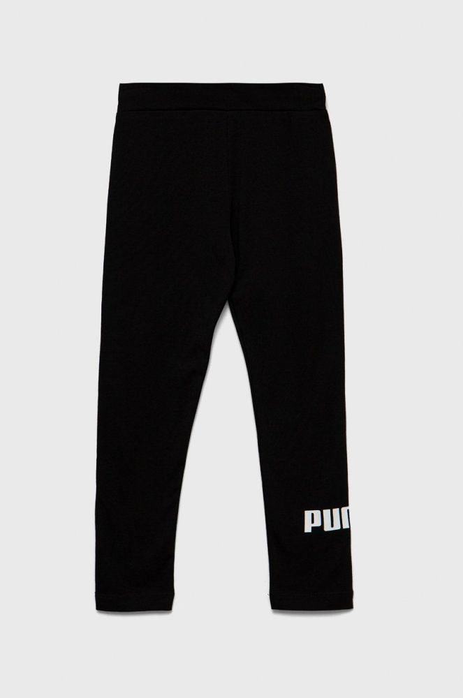 Дитячі легінси Puma колір чорний з принтом