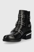 Шкіряні черевики Guess Fifii жіночі колір чорний на плоскому ходу