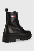 Шкіряні черевики Tommy Jeans Lace Up Boot жіночі колір чорний на платформі