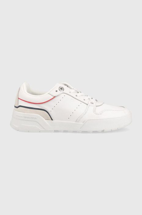 Шкіряні кросівки Tommy Hilfiger Low Cut Basket колір білий