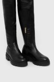 Шкіряні чоботи Tommy Hilfiger Monochromatic Over The Knee Boot жіночі колір чорний на платформі