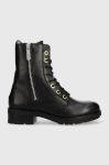 Шкіряні черевики Tommy Hilfiger Th Essentials Biker Boot жіночі колір чорний на плоскому ходу утеплене