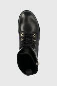 Шкіряні черевики Tommy Hilfiger Th Essentials Biker Boot жіночі колір чорний на плоскому ходу утеплене