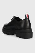 Шкіряні туфлі Tommy Hilfiger Leather Lace Up Shoe жіночі колір чорний на платформі