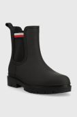 Гумові чоботи Tommy Hilfiger Rain Boot Ankle Elastic жіночі колір чорний
