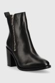 Шкіряні черевики Tommy Hilfiger Zip High Heel Boot жіночі колір чорний каблук блок