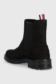 Замшеві черевики Tommy Hilfiger Th Coin Flat Boot жіночі колір чорний на плоскому ходу