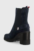 Замшеві черевики Tommy Hilfiger Outdoor High Heel Boot жіночі колір синій каблук блок
