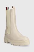 Шкіряні черевики Tommy Hilfiger Monochromatic Chelsea Boot жіночі колір бежевий на платформі