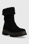 Замшеві черевики Tommy Hilfiger Warm Lining Suede Low Boot жіночі колір чорний на платформі злегка утеплена