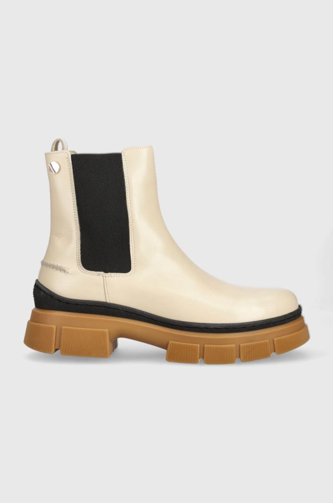 Шкіряні черевики Tommy Hilfiger Preppy Outdoor Low Boot жіночі колір бежевий на плоскому ходу