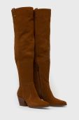 Замшеві чоботи MICHAEL Michael Kors Harlow жіночі колір коричневий каблук блок