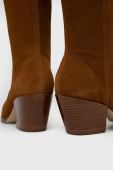 Замшеві чоботи MICHAEL Michael Kors Harlow жіночі колір коричневий каблук блок